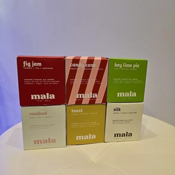 MALA LOT SIX 6 SOY Candles Key Lime Fig Jam Toast Candy Cane Rosebud Metal Tin - Picture 5 of 7